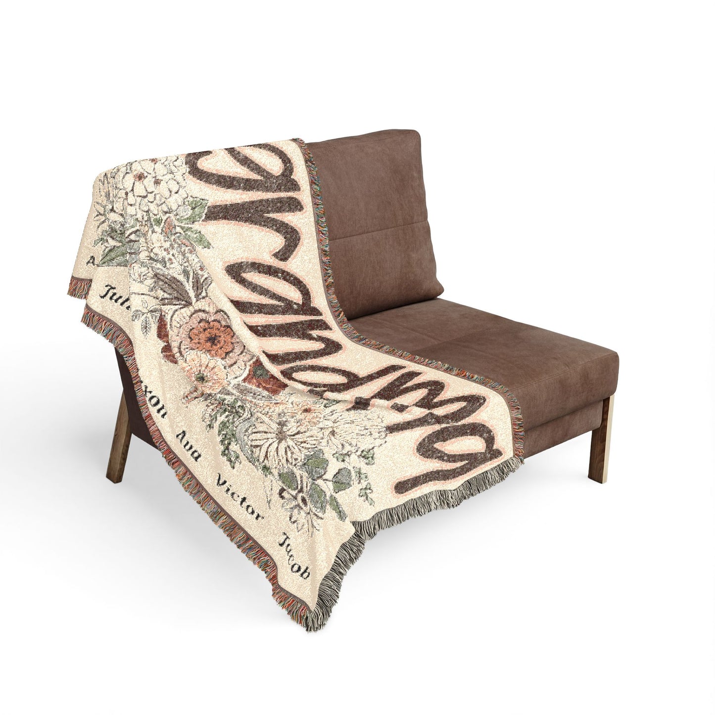 Grandma Floral Woven Blanket – Personalized Family Names Throw