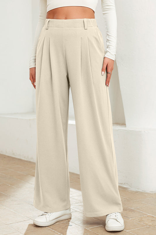 Beige Solid Textured Pants