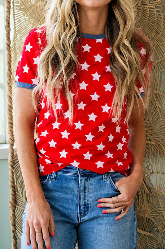 Red Star Colorblock Top