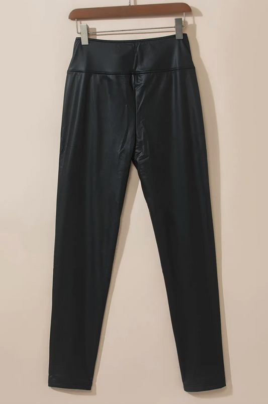 BLACK FAUX LEATHER SKINNY LEGGINGS RTS