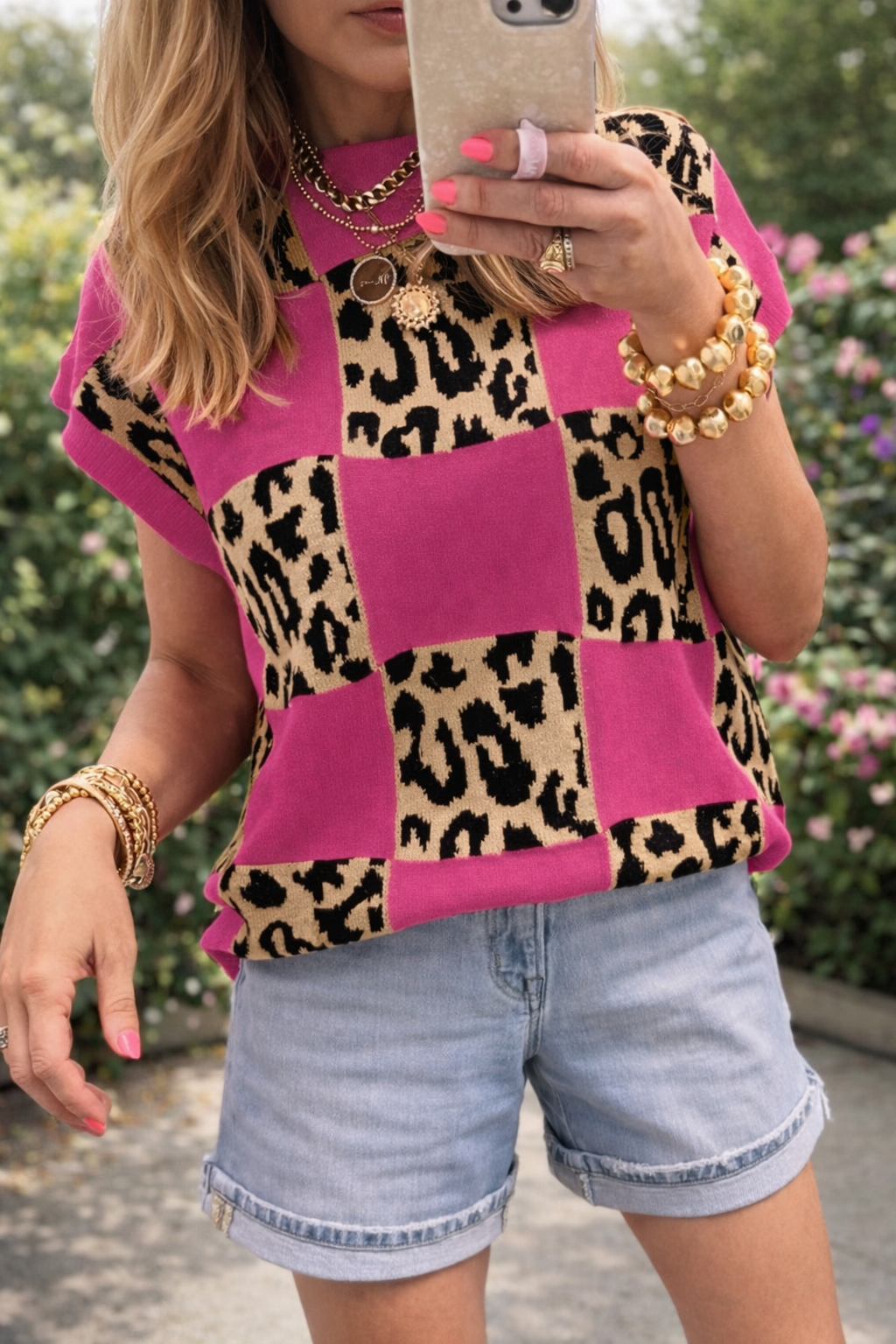 Leopard Checker Sweater *multiple colors* RTS